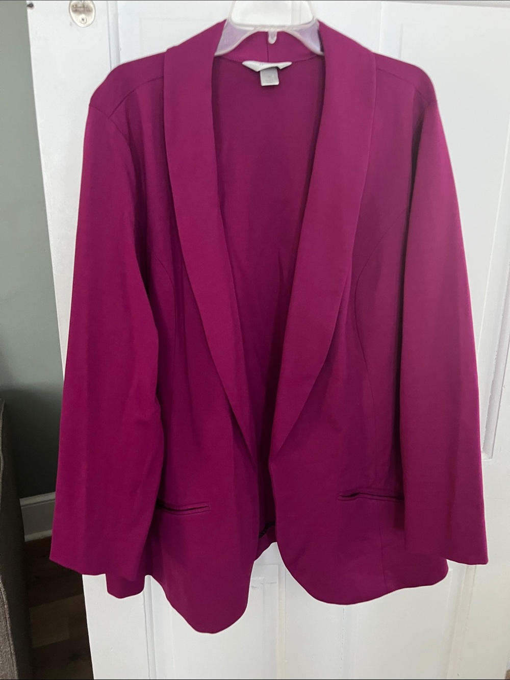 CJ Banks 3X Fuchsia Knit Blazer Jacket Long Sleeves
